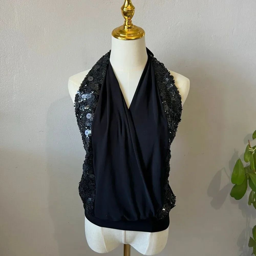 Fredericks of Hollywood vintage sequins halter style top